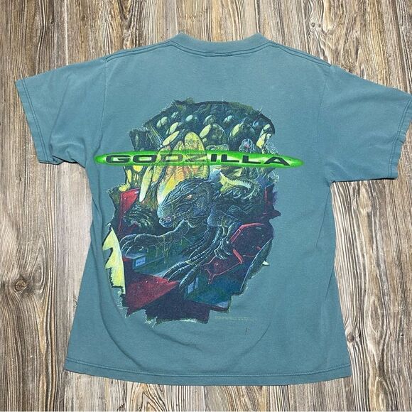 90s Vintage Made USA 1994 GODZILLA Promo KING OF THE MONSTERS T SHIRT YTH large - Picture 1 of 10